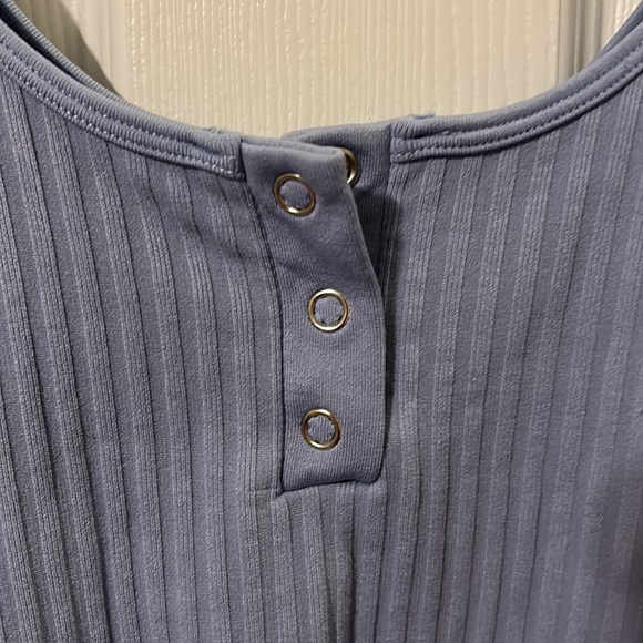 Baby BLUE Ribbed Tank with Quarter button neck - Picture 3 of 3